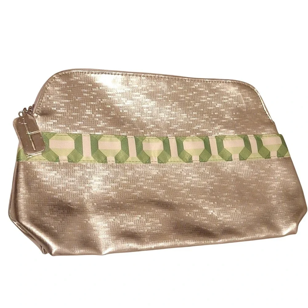Clinique‎ Y2K Silver Metallic Makeup Bag Cosmetic Pouch Travel Case